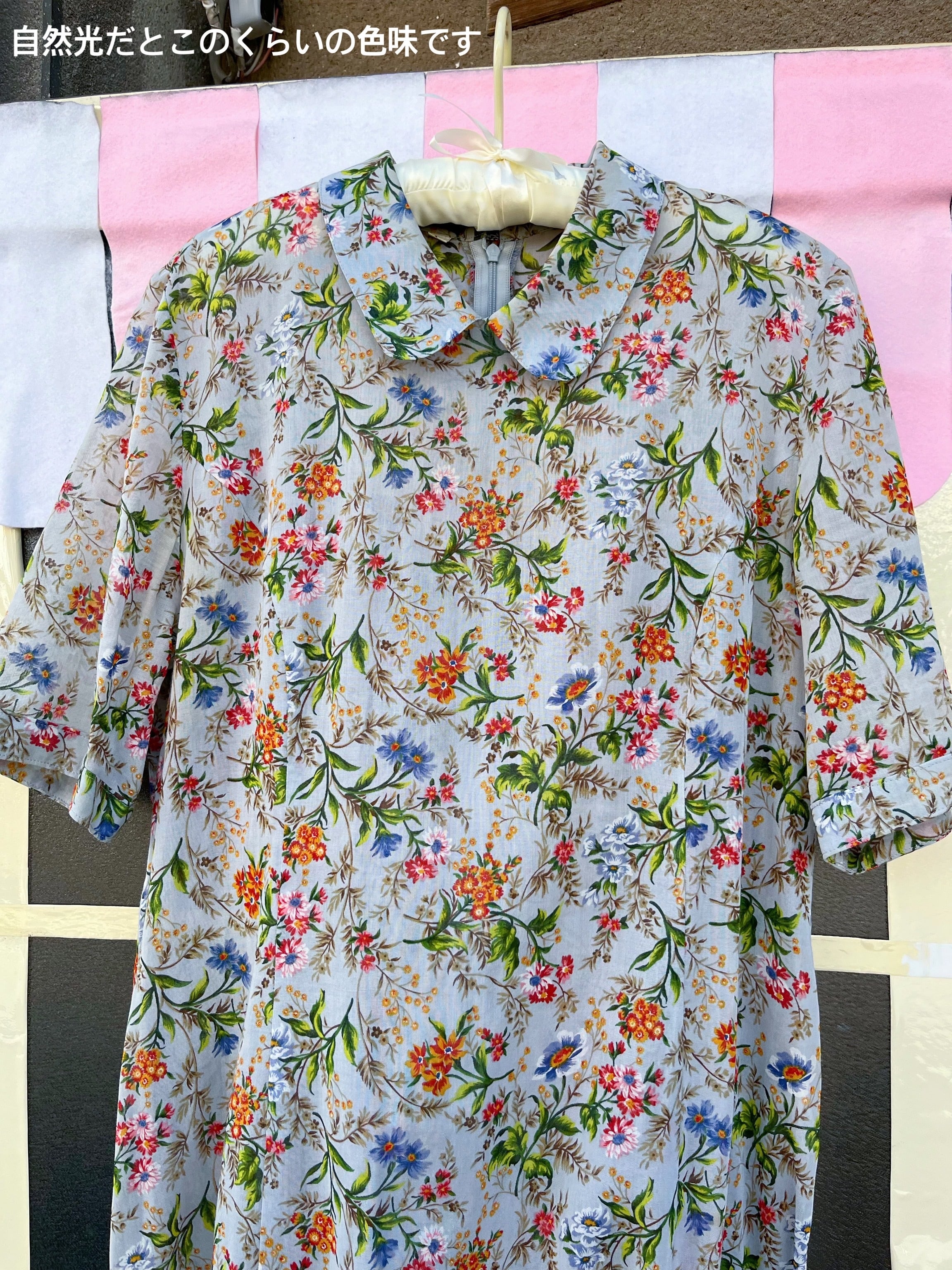 botanical flower light blue one-piece