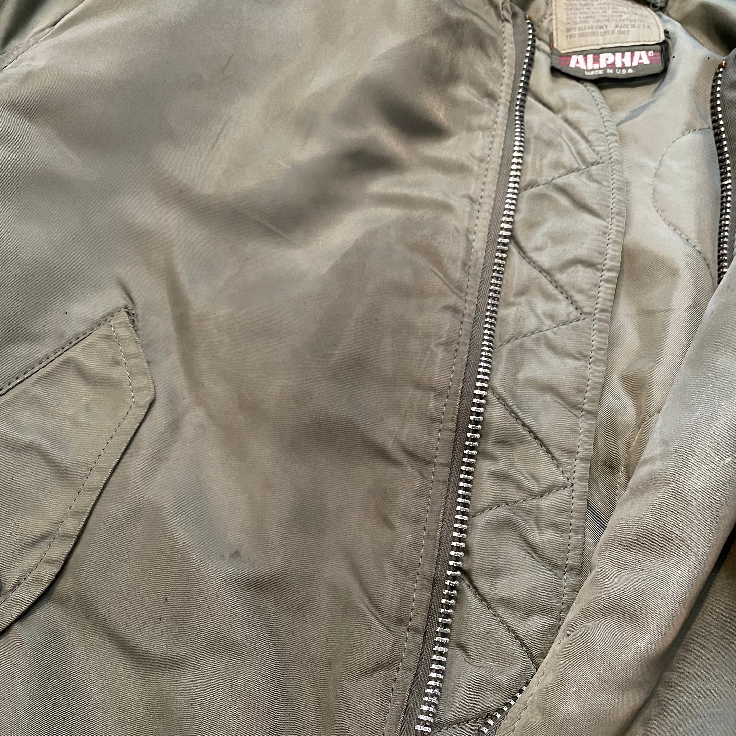 【Alpha Industries】80s USA製 旧タグ MA-1 レプリカ フライトジャケット ブルゾン ミリタリー IDEAL ZIP  Lサイズ us古着 | 古着屋手ぶらがbest powered by BASE