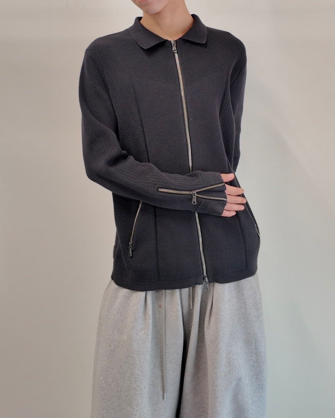 【5351 pour les hommes】curve pattern zip up blouson