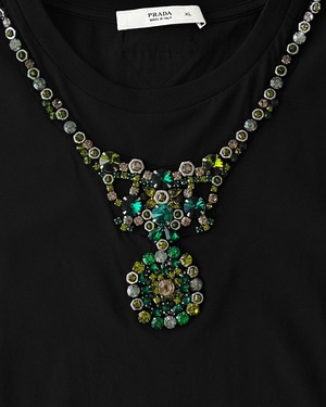 PRADA　CRYSTAL EMBELLISHED T-SHIRT