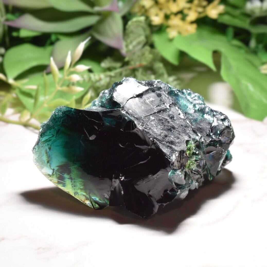 虹入り!シエラネバダ産 アンダラクリスタル原石 ブルーグリーンブラック