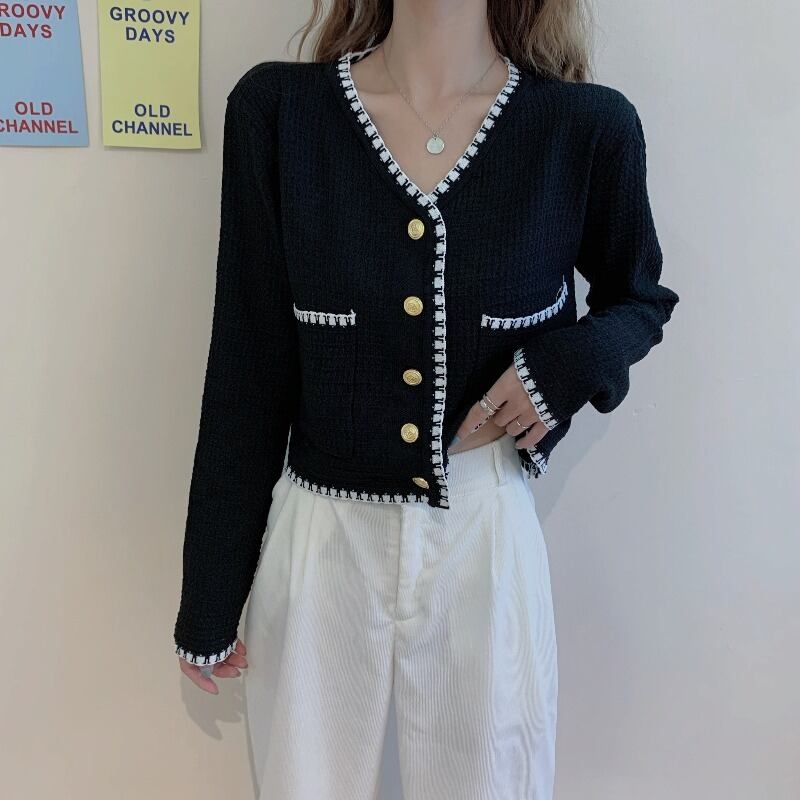 オータムVネックセーター ソリッド カラーカーディガンシャツ レディース ロング 秋物 ソリッドカラー ハンチェンe57119719328