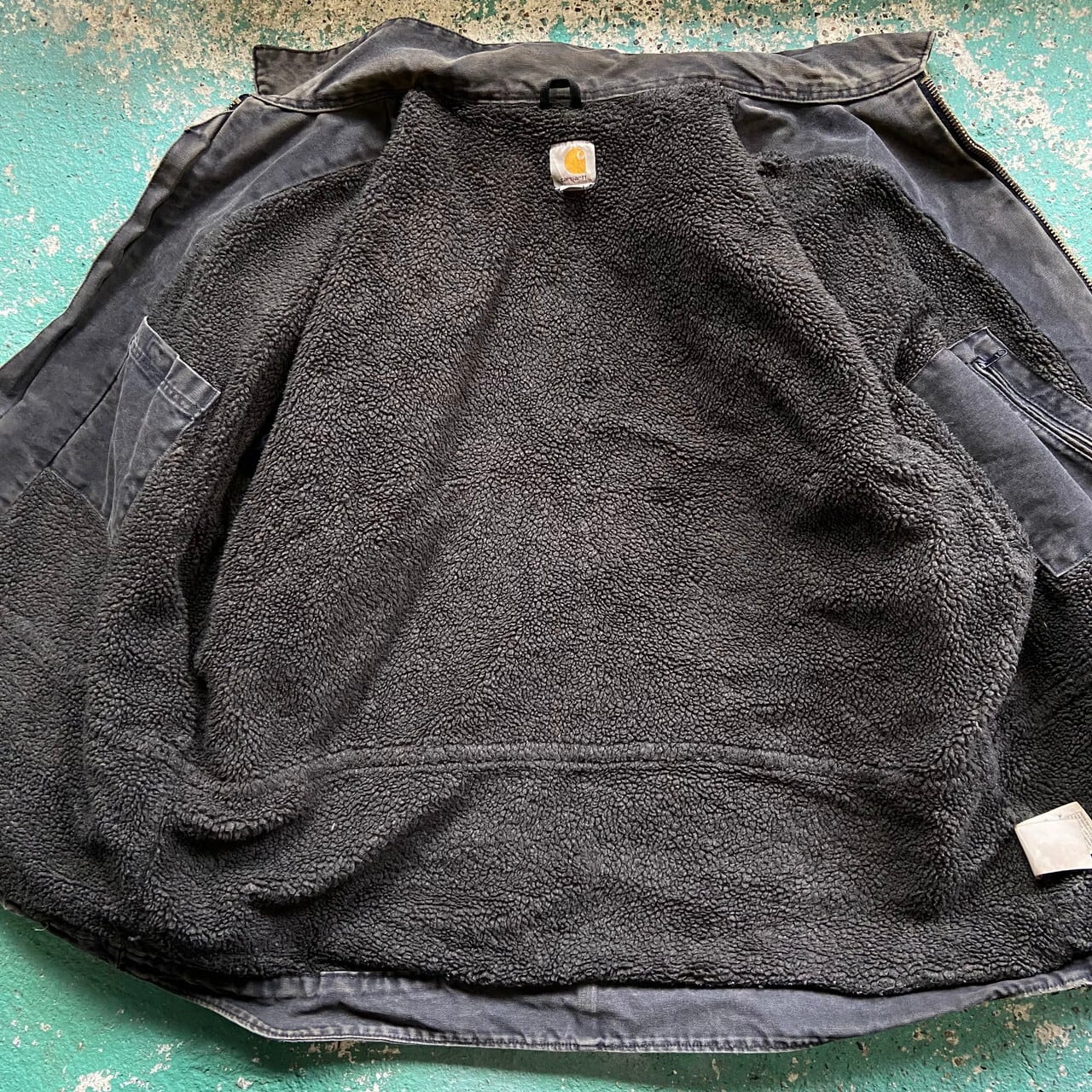 超ビッグサイズ Carhartt カーハート ダック地 ボアライナー ワークジャケット カバーオール 袖リブ付き 裏ボア ブラック 黒色 メンズ2XL 古着 大きいサイズ フルスイングアームストロングジャケット【ワークジャケット】【SA2204】 | cave 古着屋【公式】古着通販サイト