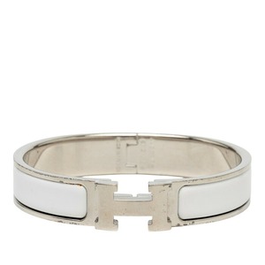 エルメス クリックH PM ブレスレット バングル シルバー ホワイト メタル エナメル レディース HERMES 【中古】