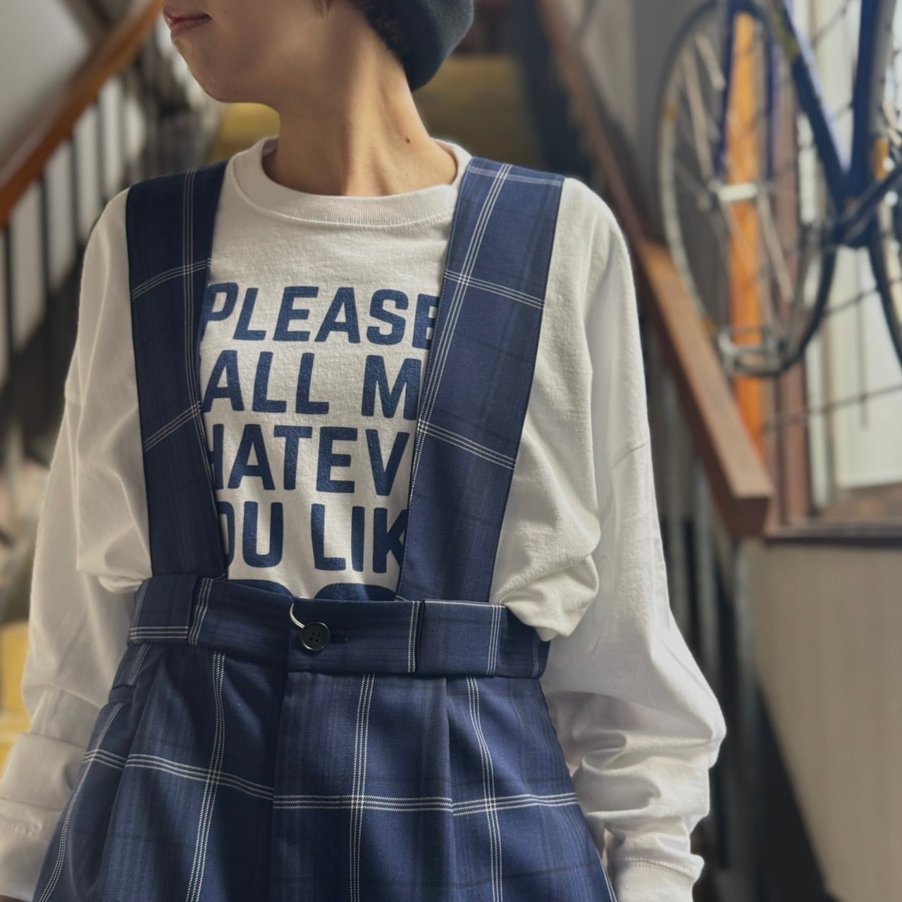 buoy buoy - T/W TWILL チェック柄サスペンダーパンツ | clever elephant
