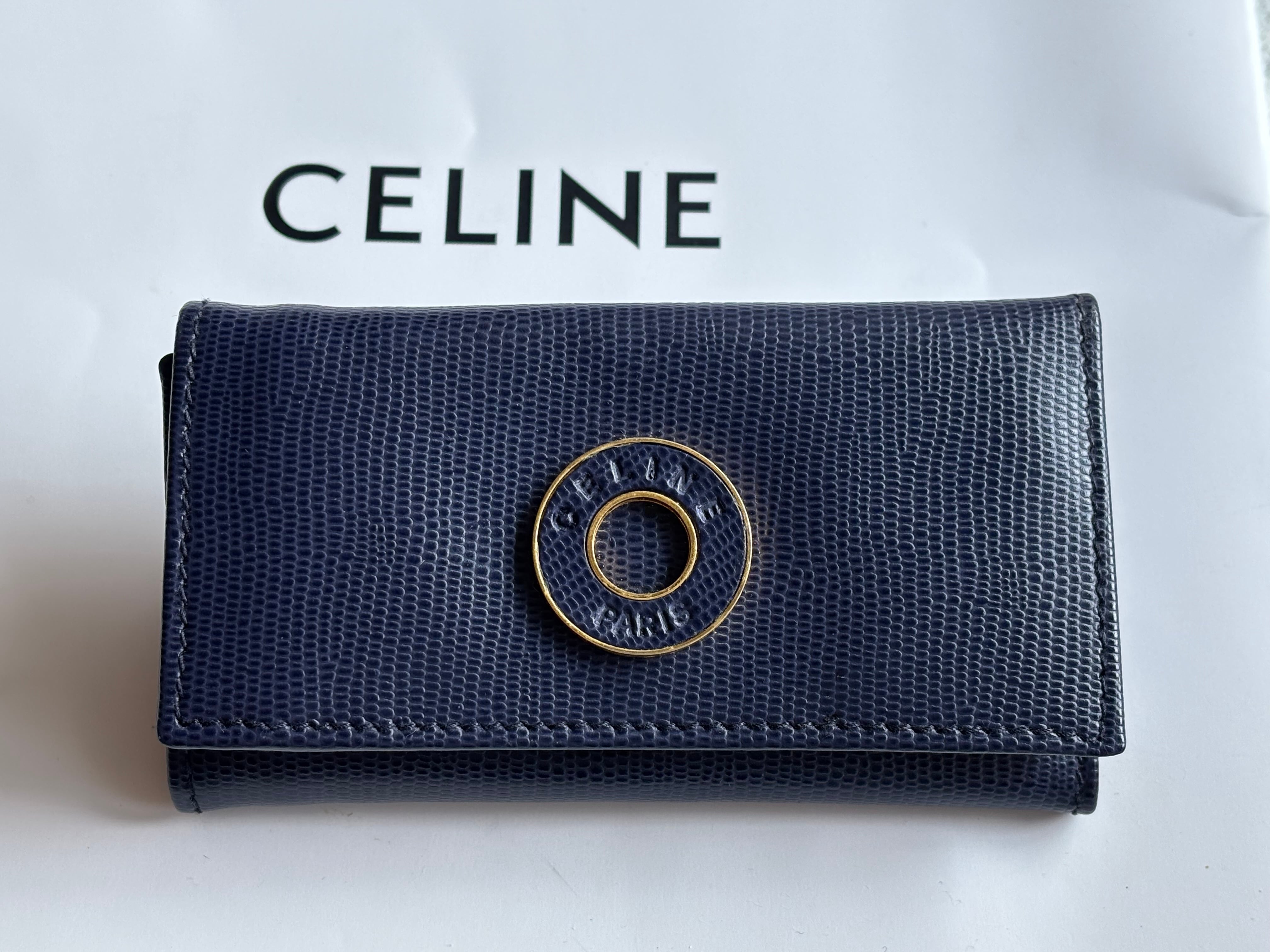 CELINE サークルロゴ キーケース ブルー | Petit luxe Vintage