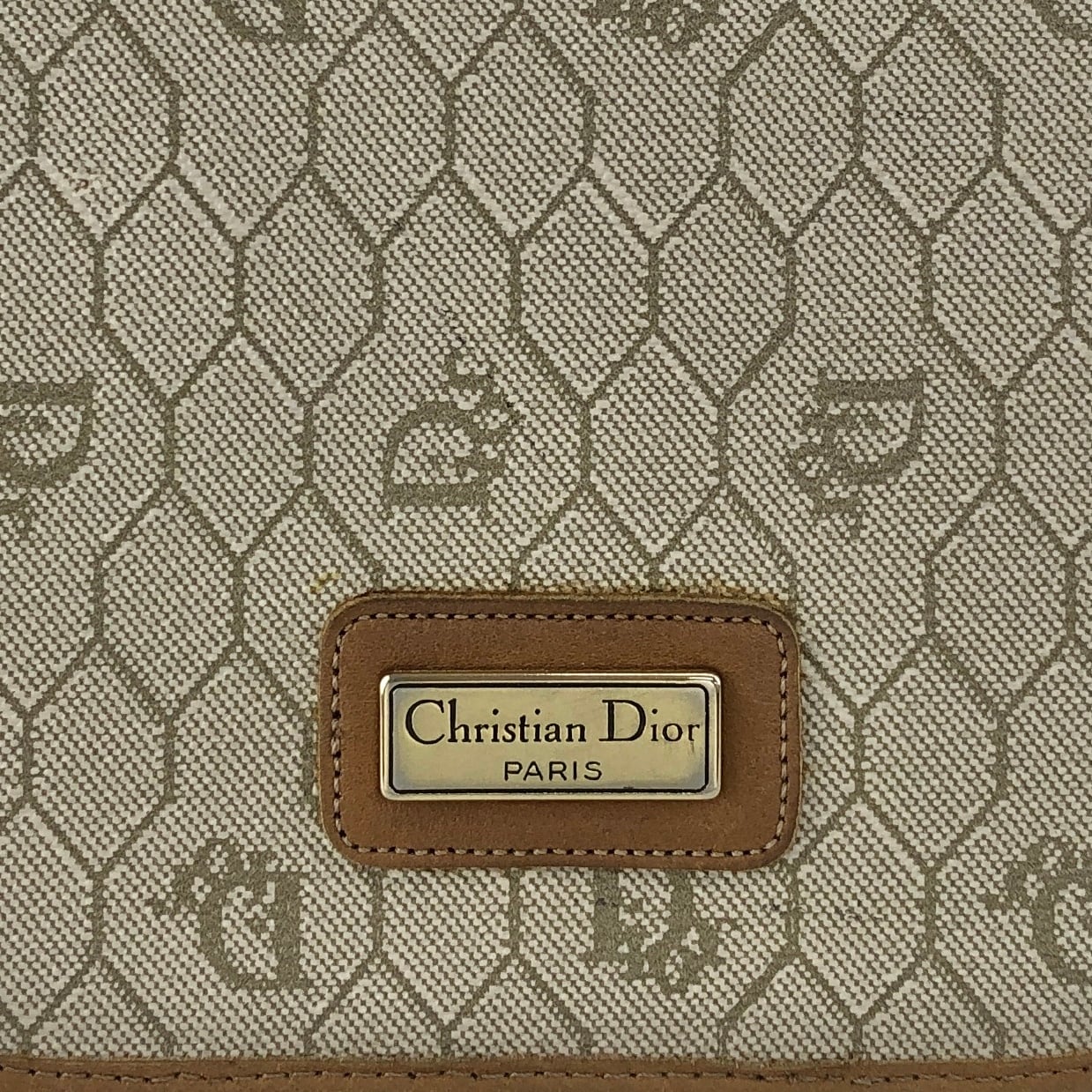 C012915)ChristianDior ハニカム柄 フラップバッグ ベージュ Christian Dior クリスチャン ディオール ハニカム柄 ショルダーバッグ