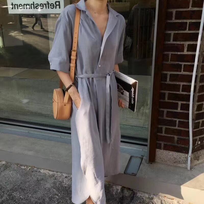 オープンカラーワンピース