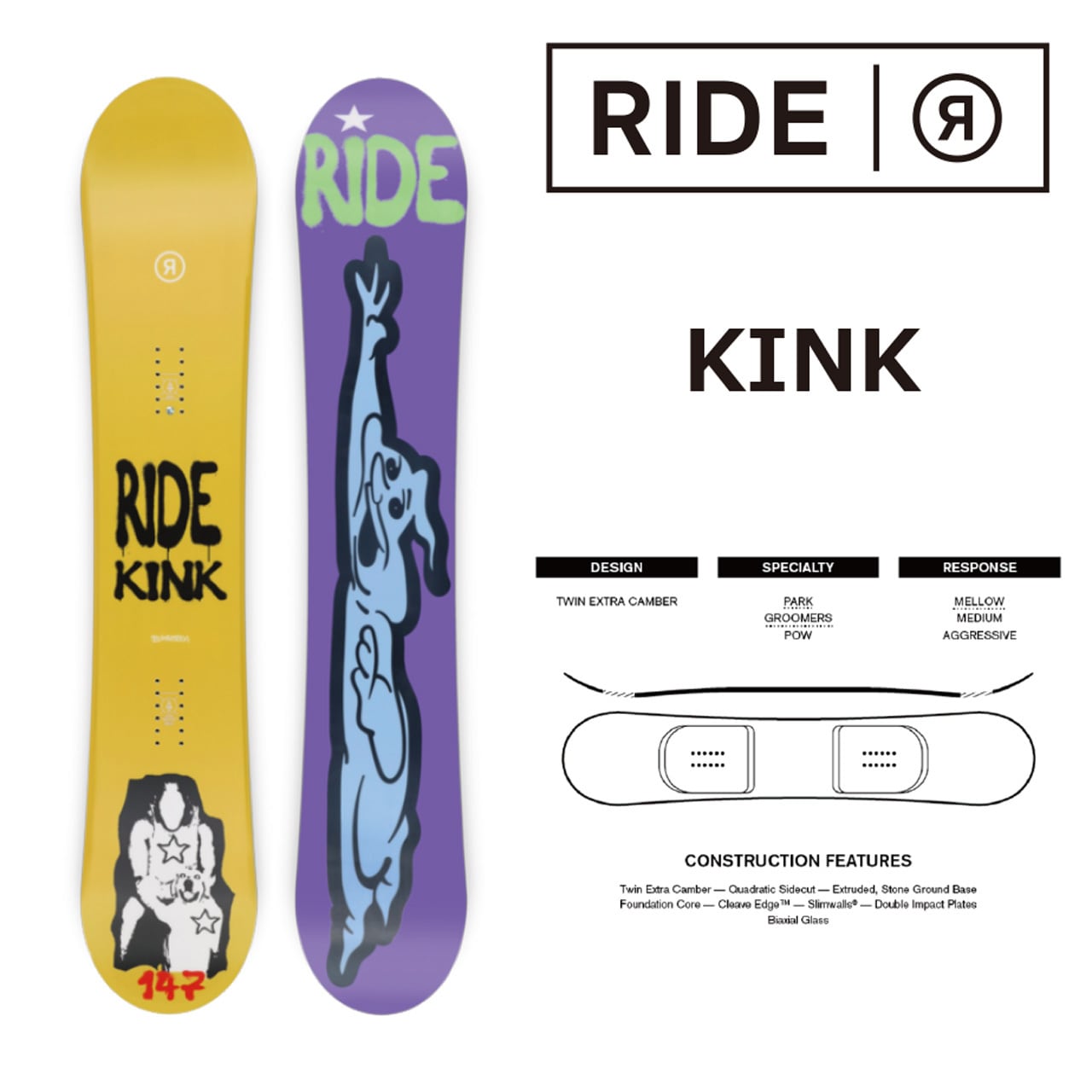 RIDE KINK スノーボード　板　147