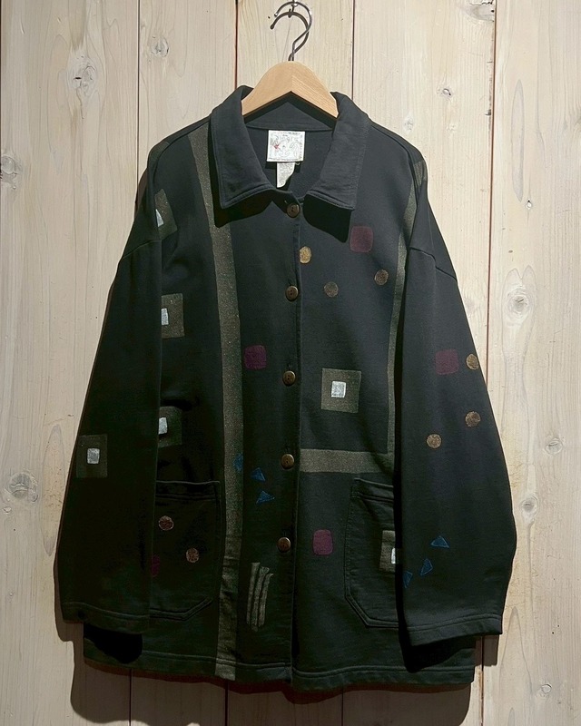 【a.k.a.C.a.k.a vintage】Hand Paint Artistic Pattern Vintage Sweat Jacket