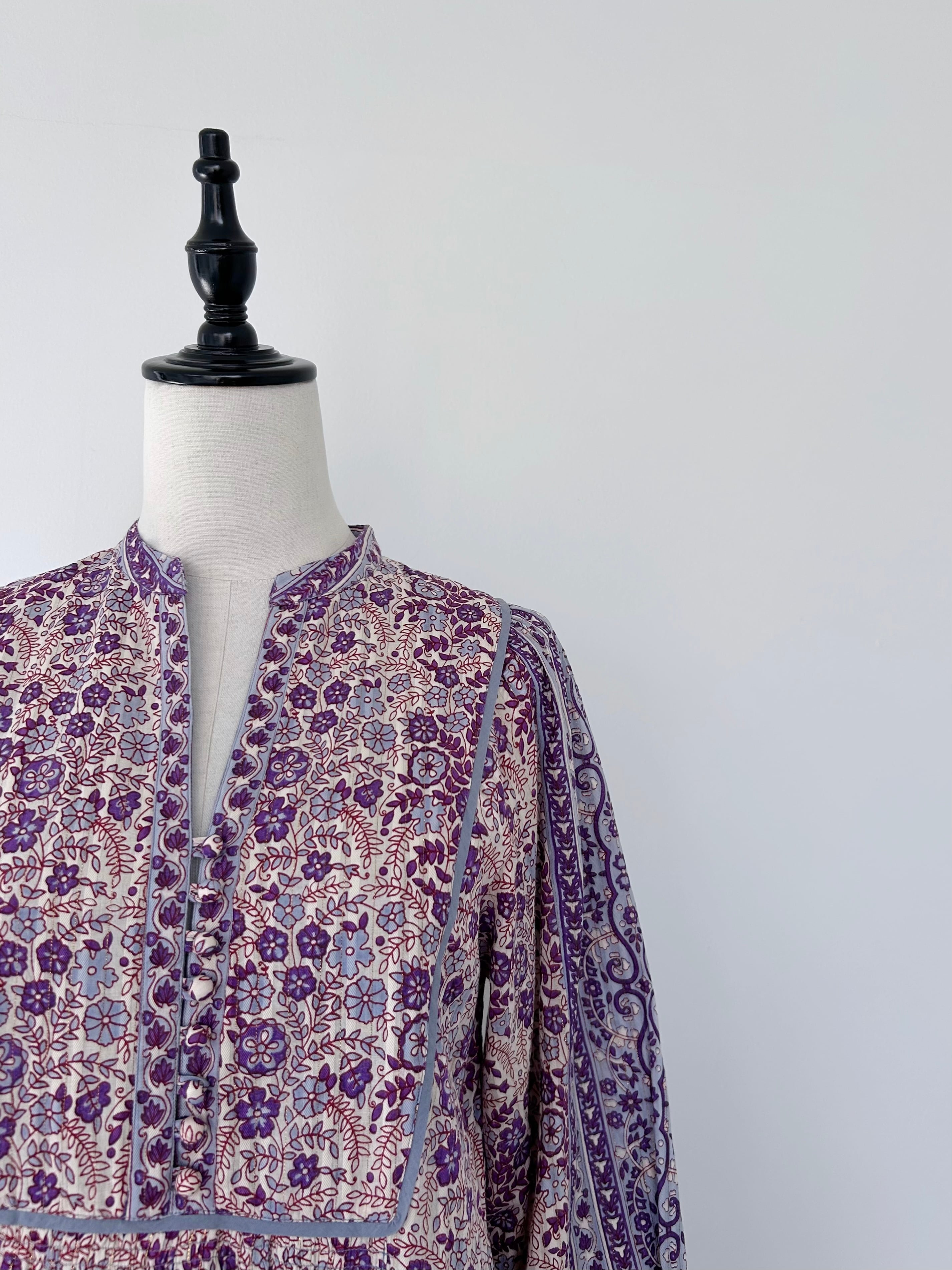 Sara Mallika Cotton Jacquard Flower Print Yoke Dress | KOKO