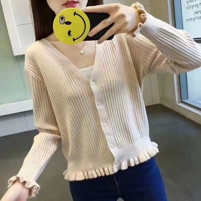 裾フリル　リブカーディガン  AJ−12541-6007