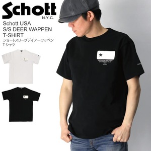 【送料無料】Schott(ショット) ショートスリーブ ディアー ワッペン Tシャツ ワンスター クルーネック カットソー メンズ レディース 3113093 【最短即日発送】
