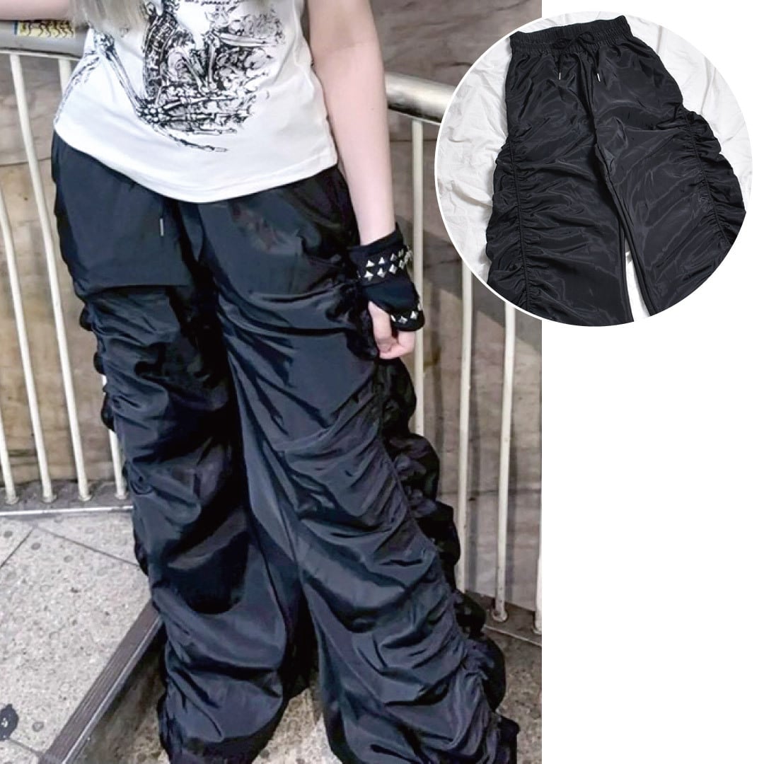 【8/26 完売→再入荷!】新作★ブラックギャザーパンツ
