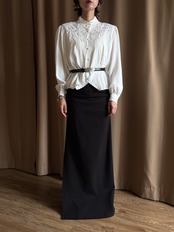 refined floral embroidery stand collar shirt-5274-6