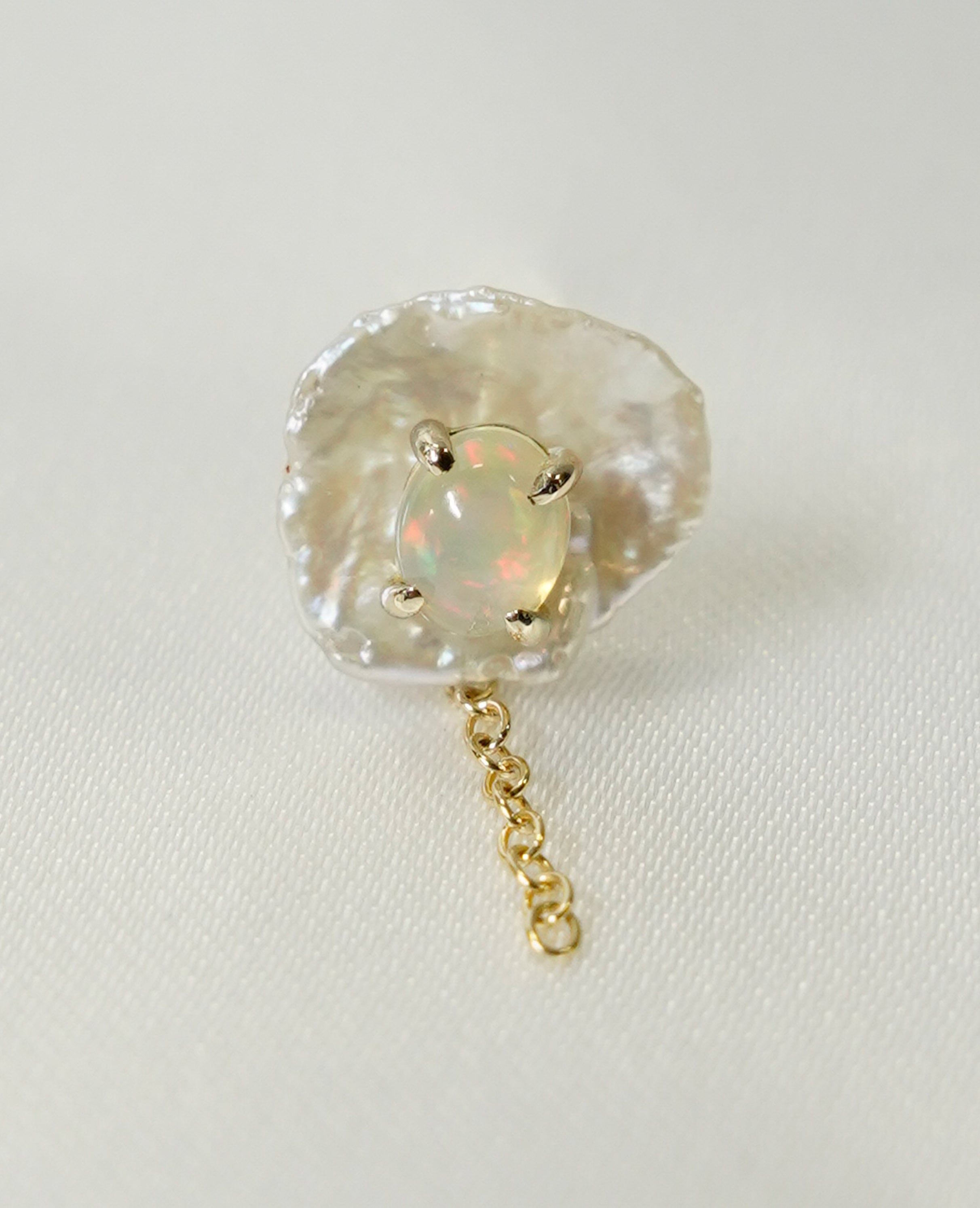 (K10・K18)Birthstone pierced 10月-Opal-