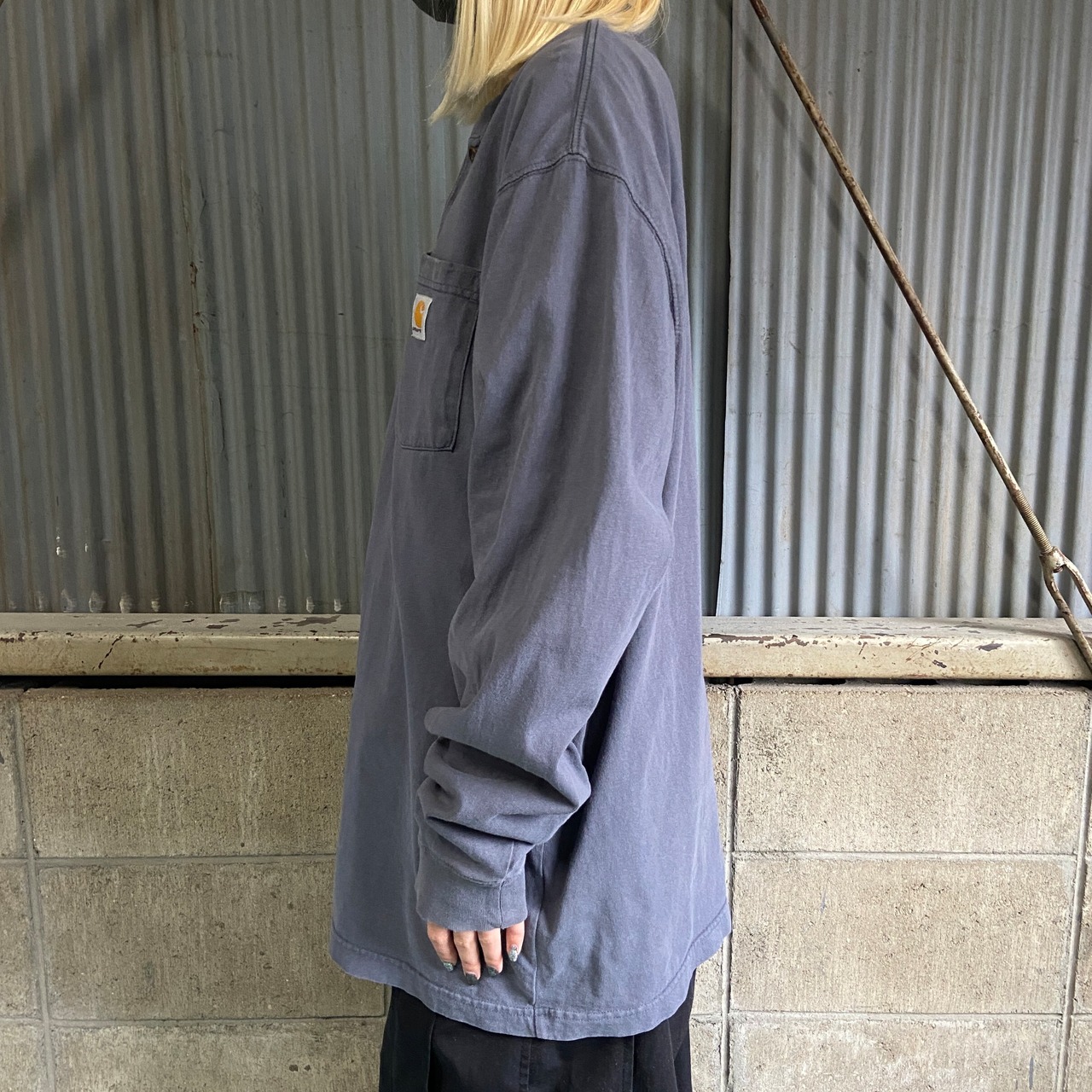 Carhartt カーハート ヘンリーネック ワンポイントロゴ ポケット 長袖T 