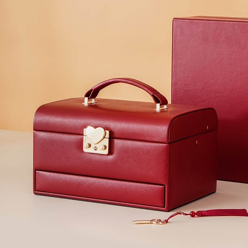 ジュエリー ボックス ハート形 バックル ヴィンテージ調 ミラー 鍵