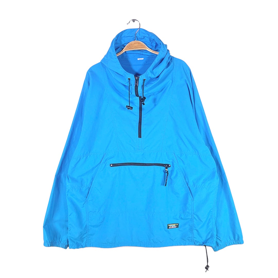 80s エルエルビーン ヴィンテージ アノラックパーカー 山タグ USA ターコイズブルー ナイロンジャケット L.L.BEAN L相当 古着 @DD0443