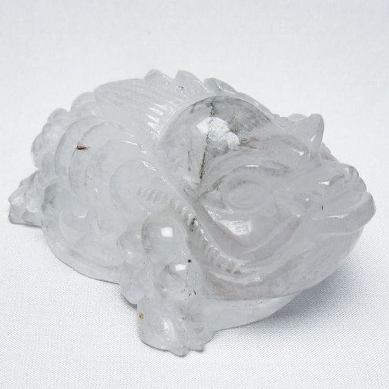 水晶 手彫り-卓上置物-キンセン-金蟾 ガーデンクォーツ 一点物 154-100