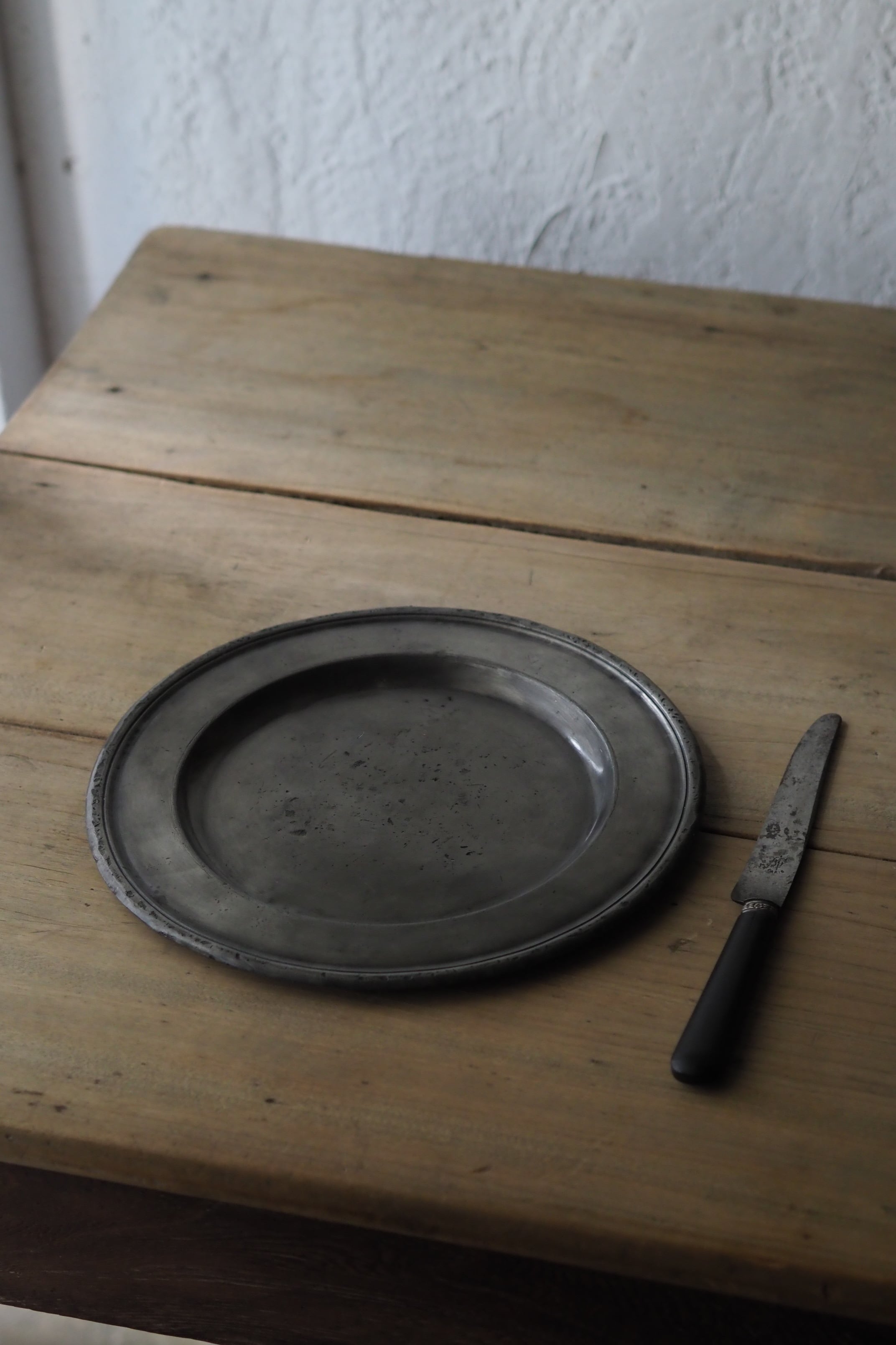アンティーク ピューター丸皿 No.4-antique pewter round plate