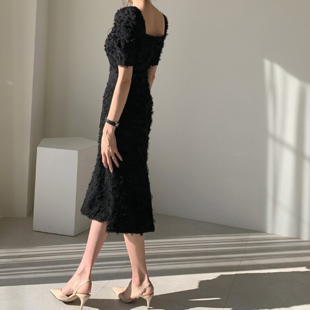 レトロフリンジ スクエアネック ワンピース 341254