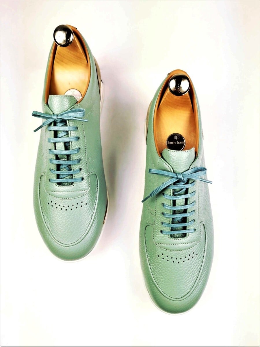 ジョンロブ ポース PORTH エメラルドグリーン&グレー サイズ8