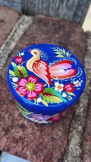 ペトリキウカ塗り　木製小物入れ・ジュエリーボックス（ティモシェンコ作）ウクライナ製