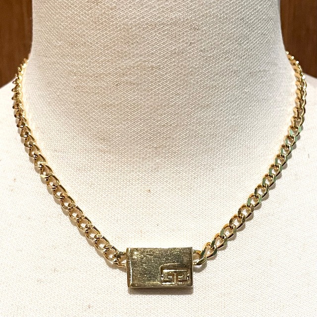 GIVENCHY GOLD PLATE MOTIF CURB CHAIN NECKLACE/ゴールド/ネックレス 