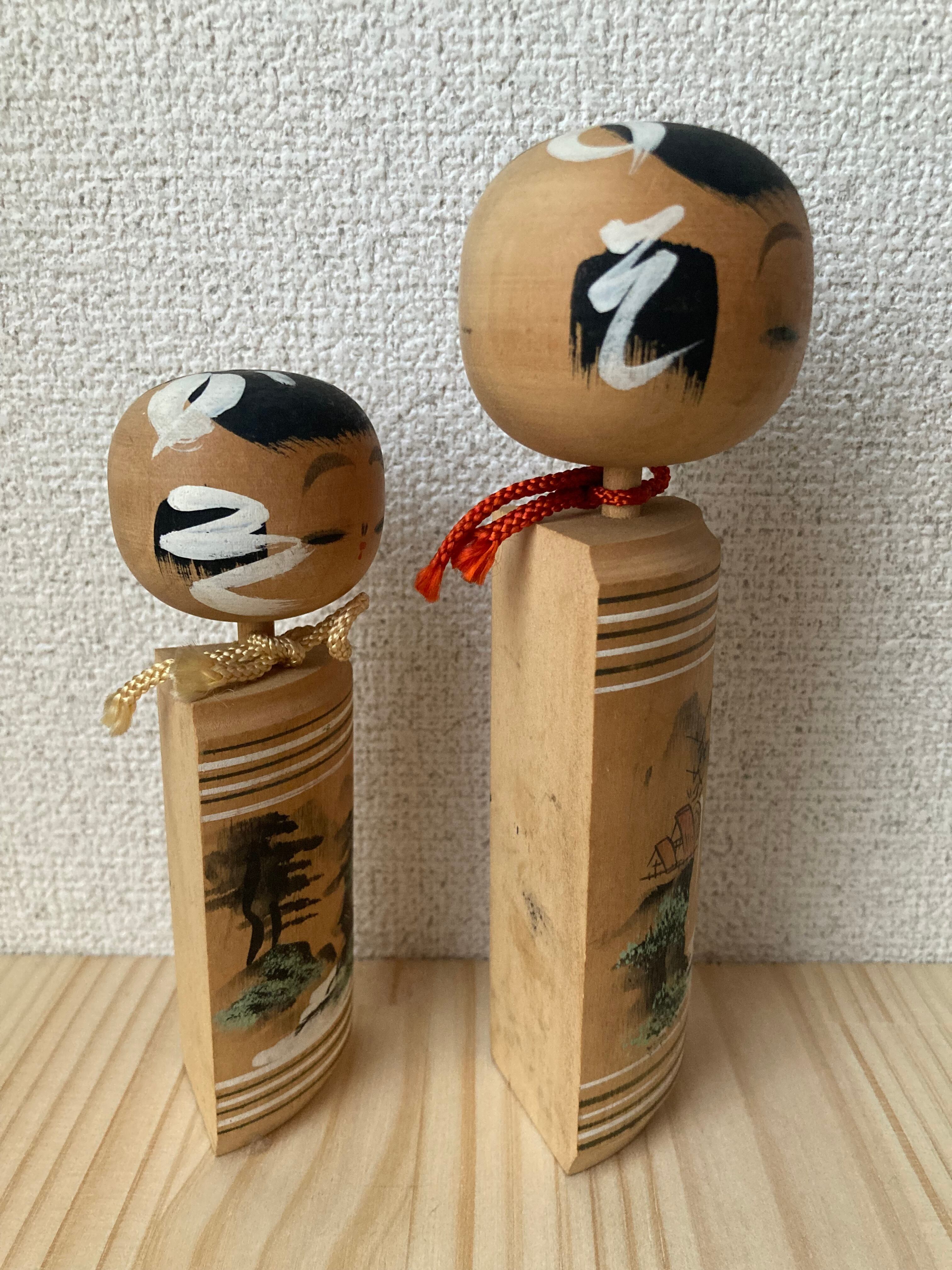 民藝品】【工芸品】こけし kokeshi 親子 母子 ペア セット vintage