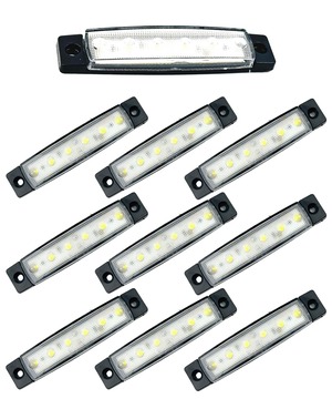 【新着特価】HTharros LED サイドマーカー ランプ 12V 24V 兼用 白 6連 防塵 防水 トラック トレーラー 用 車幅灯 高輝度 10個セット ホワイト