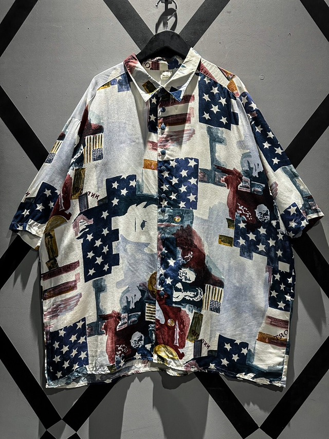 【X VINTAGE】American Crazy Pattern Loose L/S Shirt