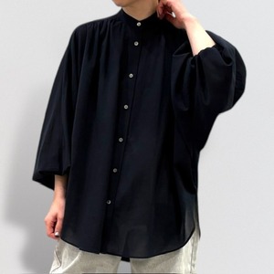 cafune band collar volume sleeve blouse