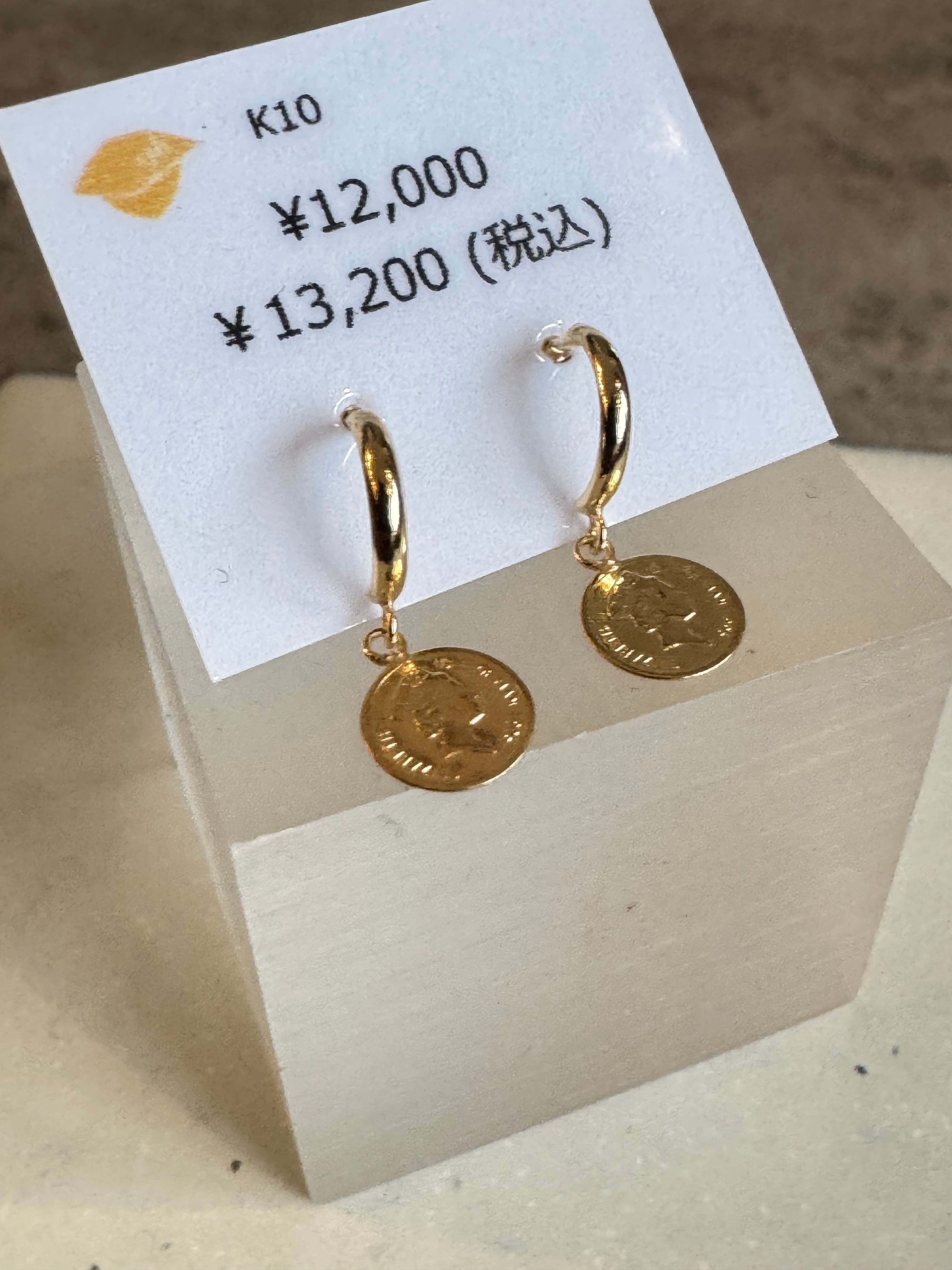 golden beak 】K10 コインデザインピアス | kaila_shop
