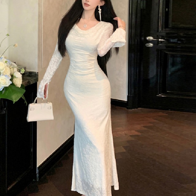 ワンピース スピーカースリーブ コブランデザイン ライトベージュ S M L