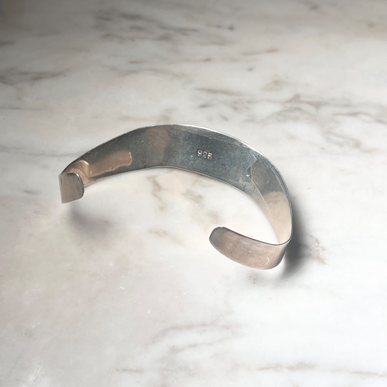 vintage silver green agate bangle