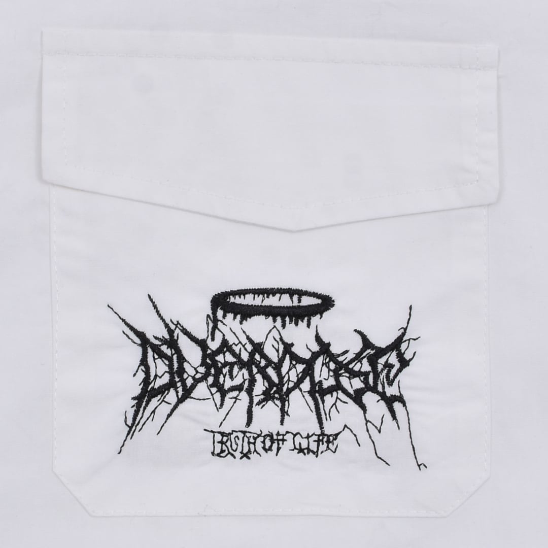 DimMoireミニスカート＆ヴォルカン＆アフロダイティネクタイ2WAYシャツ 3点セット】サブカル刺繍 ネクタイ+2連チェーン付き 2WAYシャツ