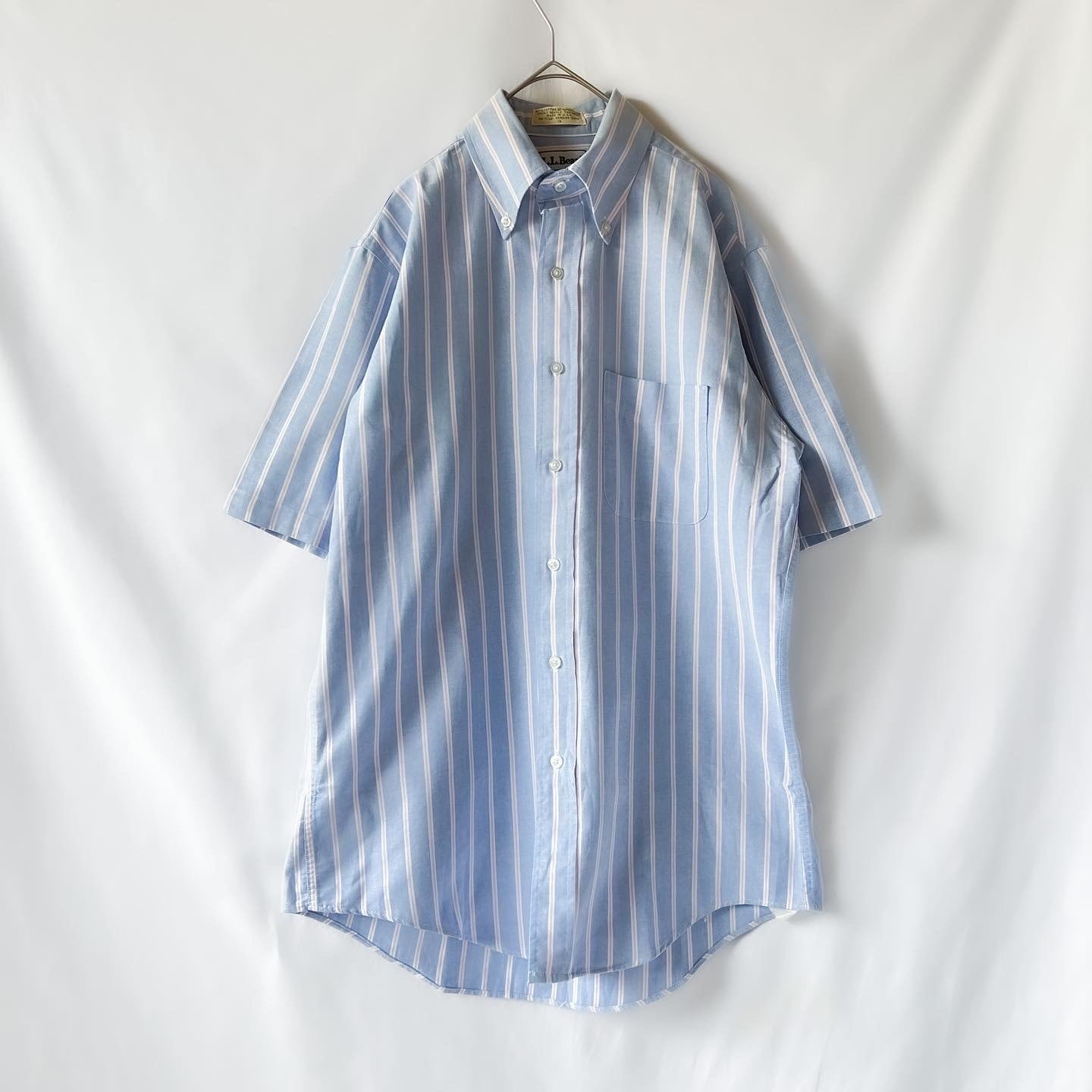 80s 〜 90s L.L. Bean blue stripe B.D. shirt made in usa エルエル ...