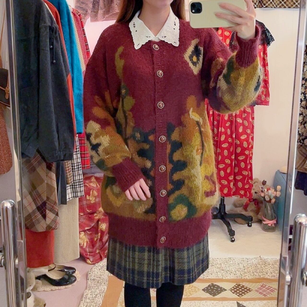 botanical lame knit cardigan