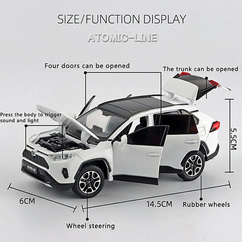 トヨタ RAV4 1/32 ミニカー 全3色 ライト点灯 エンジンサウンド 合金