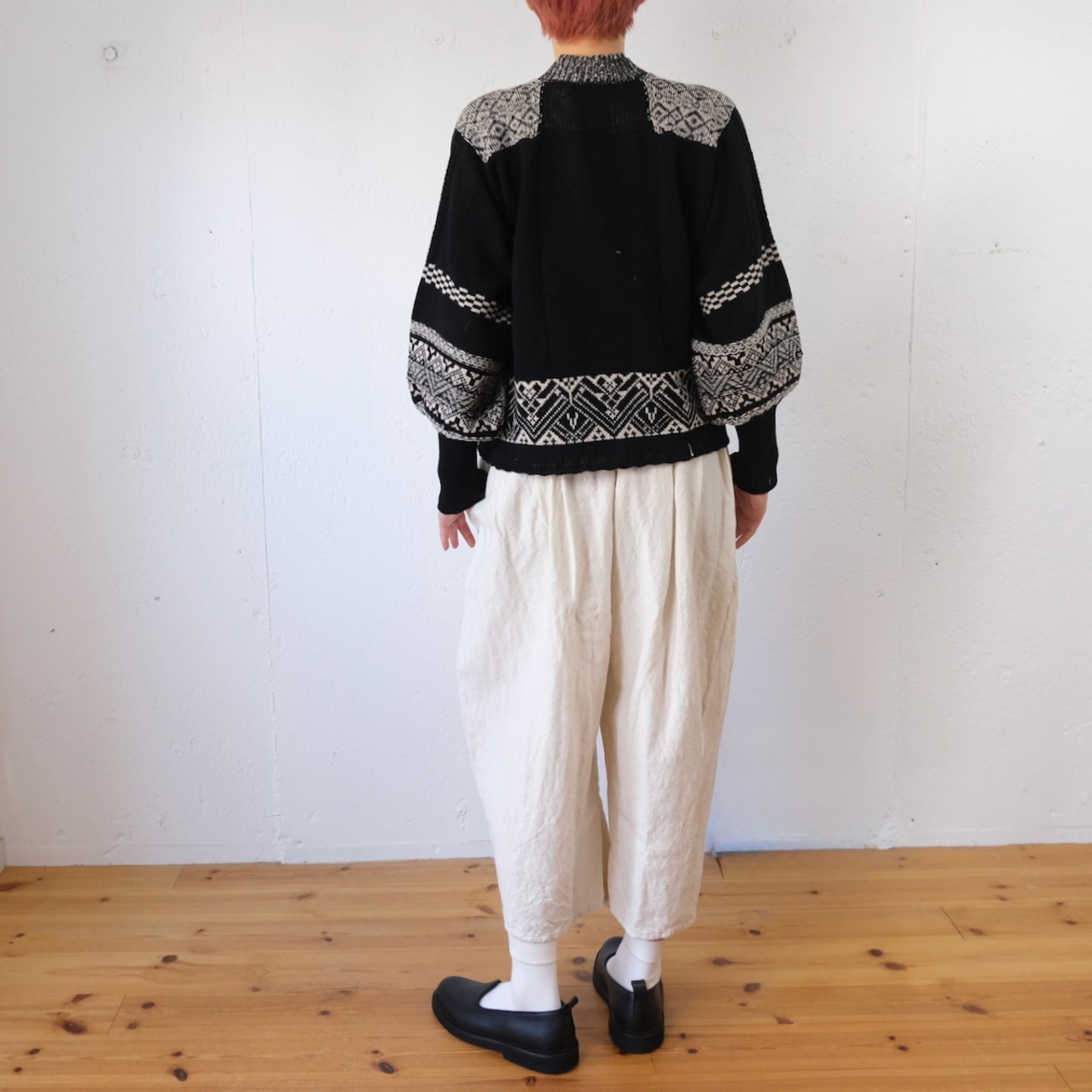 ASEEDONCLÖUD(アシードンクラウド)Seiyako jacquard blouse (off white/black) ジャガードニット