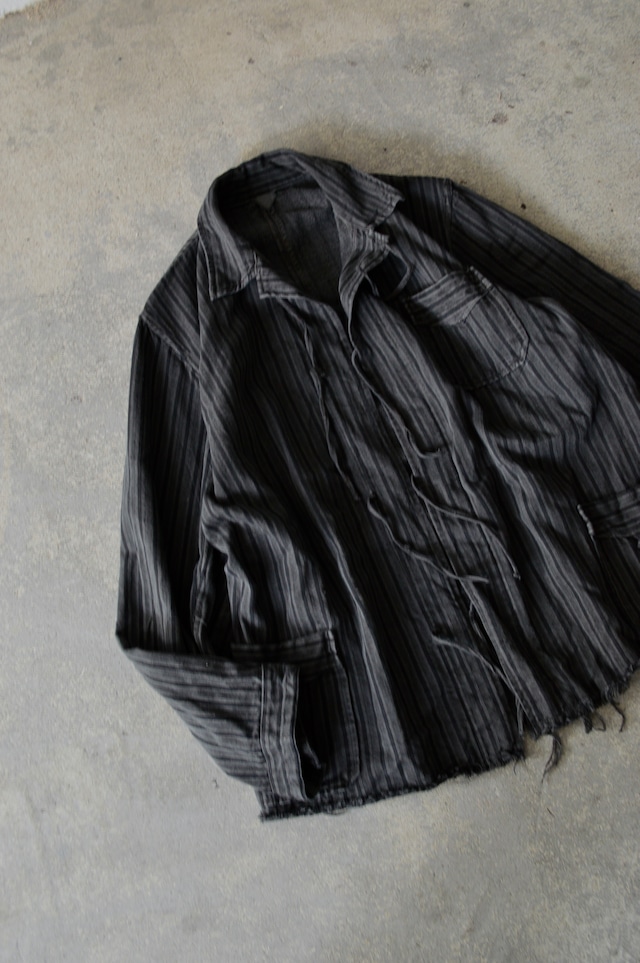 VENTITANK PROJECT Bulgarian Army 1950's-60's Dead Stock Custom Remade & Dyed Sumi Kuro Sleeping Shirt Jacket Type Black ブルガリア軍 スリーピングシャツ ジャケット 50s 黒染め