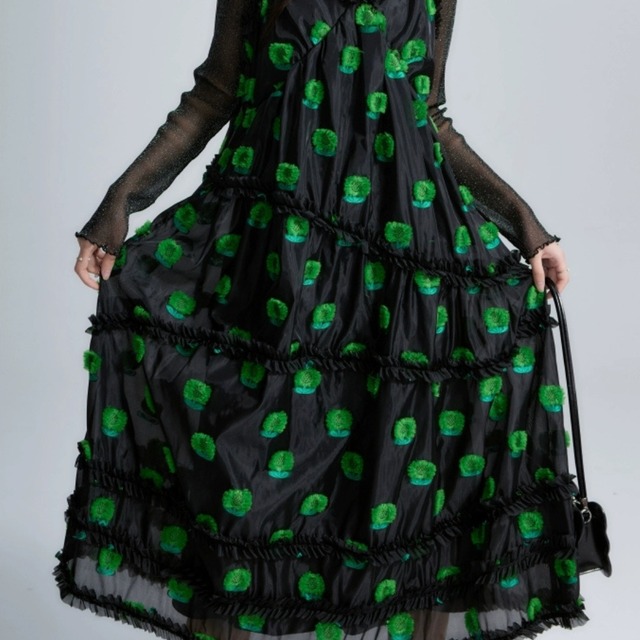 Greenのヒマワリが集うLongドレス (kai0524)