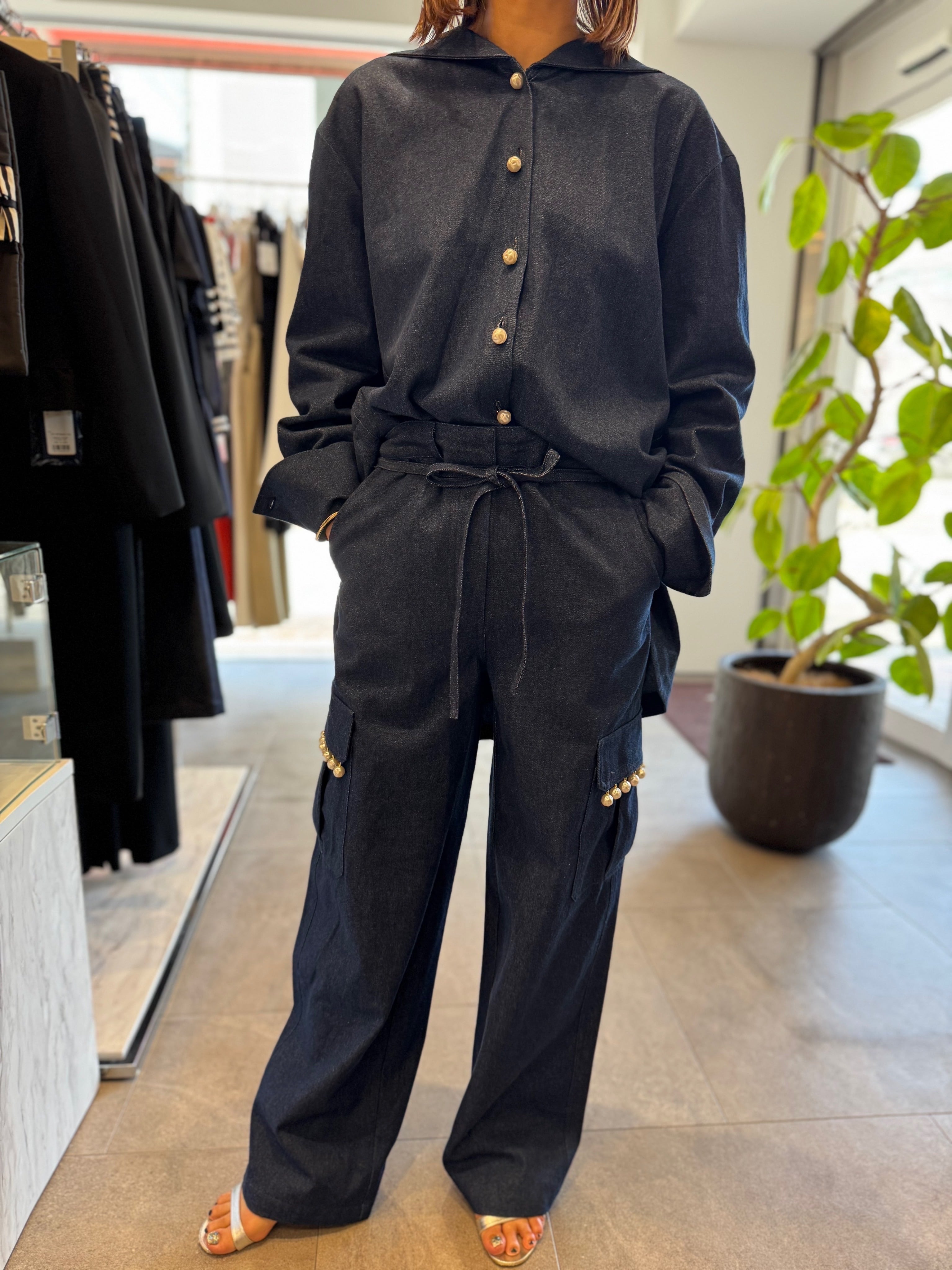 hue DAY TO EVENING Pearl Drop Denim Cargo Pants | FLICKA ASHIYA