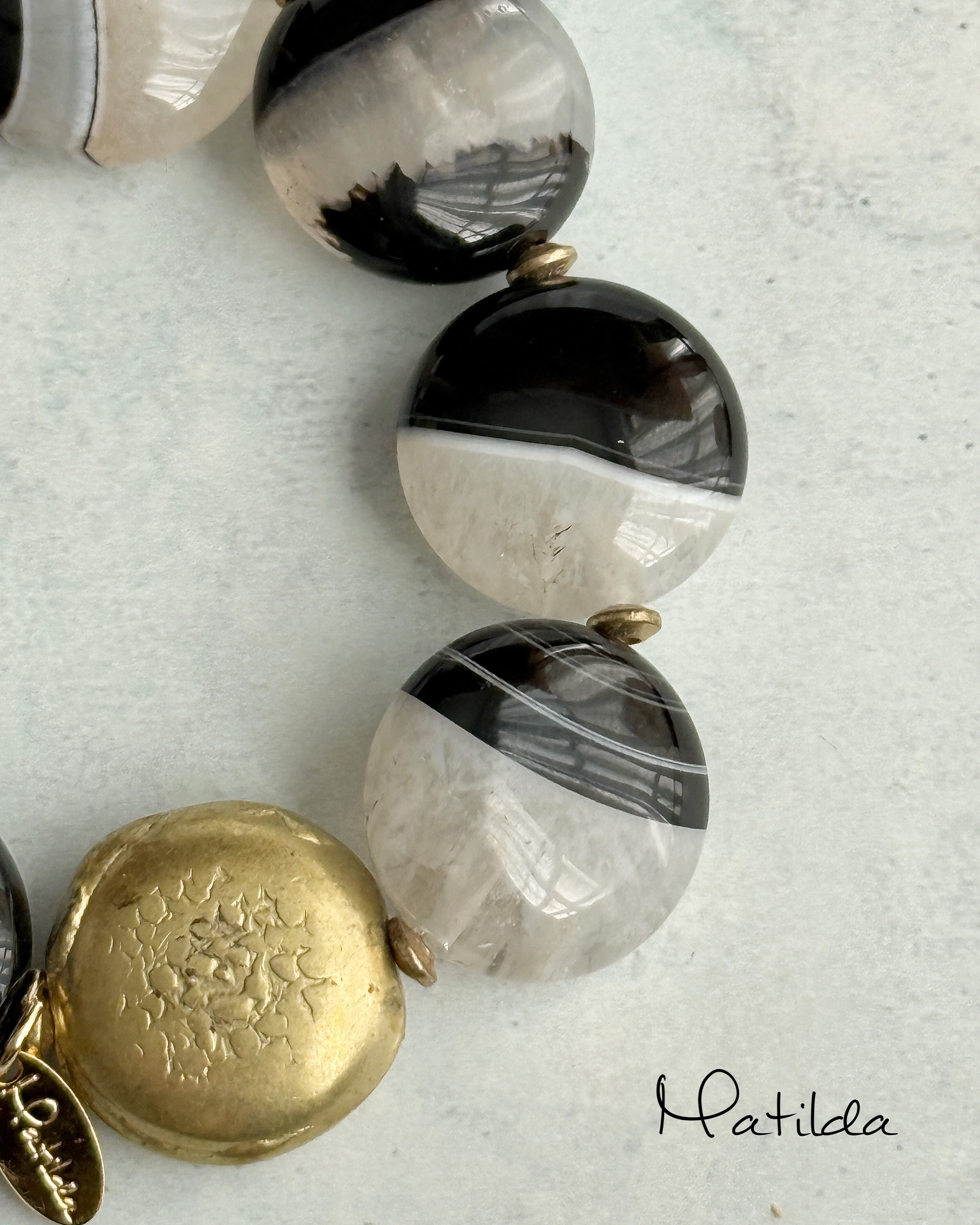 再販】tumble bracelet（ブラックアゲート×クォーツ） | Matilda