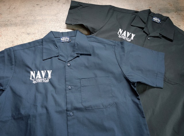 NAVY OPEN COLLAR SHIRT