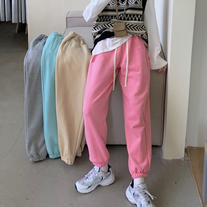 パンツ ベルベットオータムウィンターハイウェスト薄手 ピンク 秋物 冬物 ブラックストロベリース78393344109