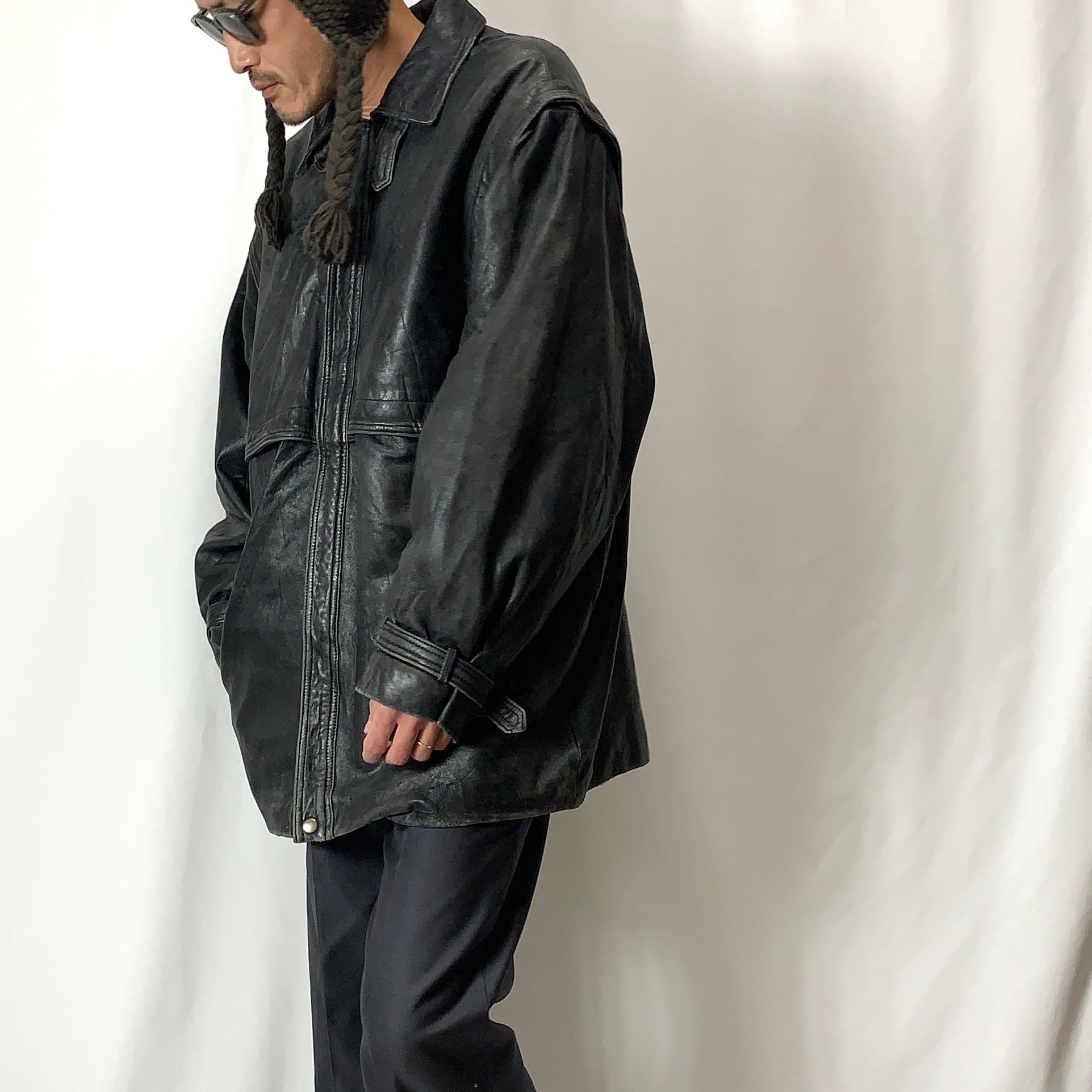 vintage old euro french Leather Jacket デザインレザージャケット ...