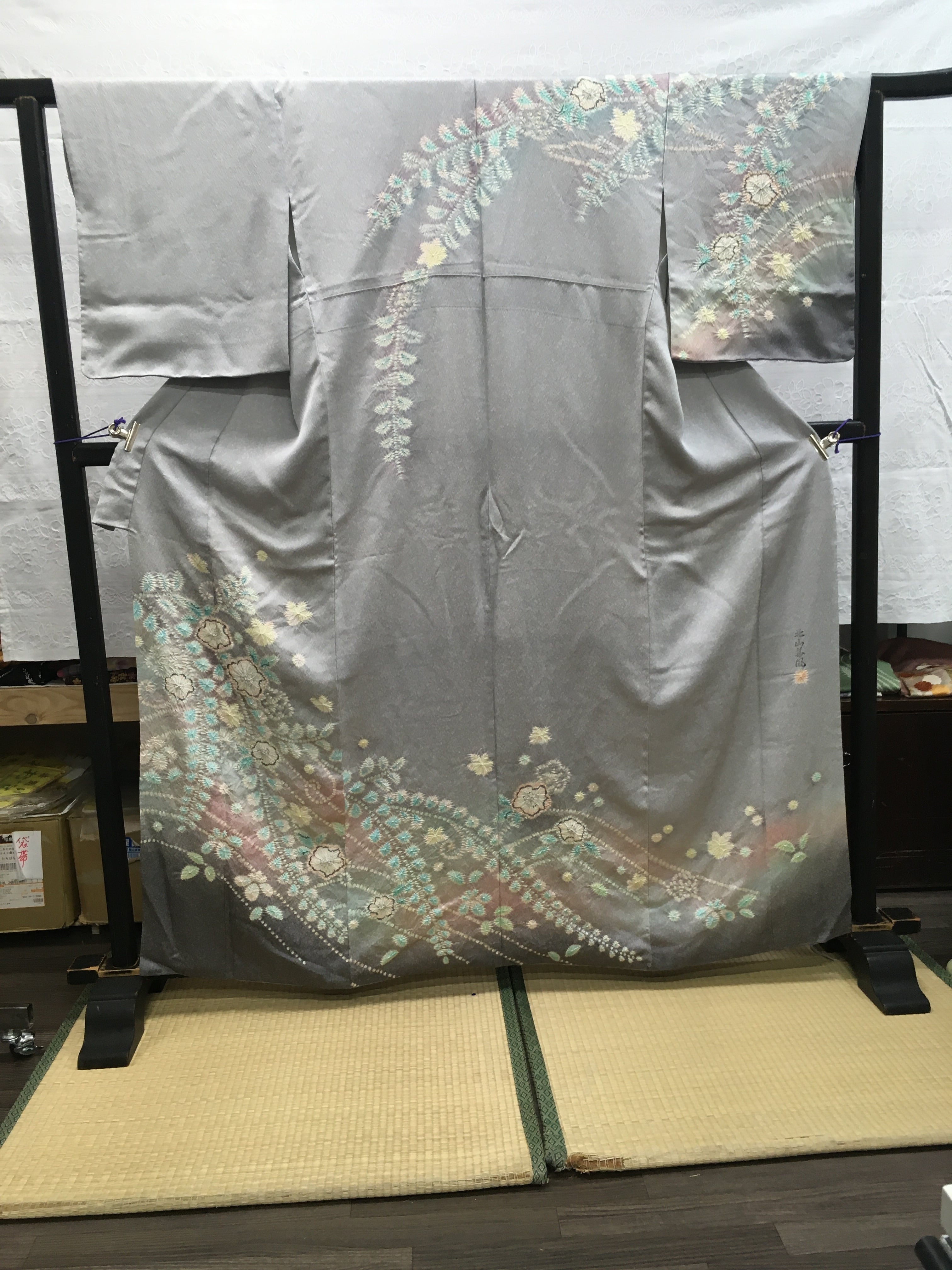 訪問着（鼠ぼかし地、辻ヶ花模様）