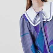 floral×stripe:プレッピー・ドールカラーのアートワンピース XU0030